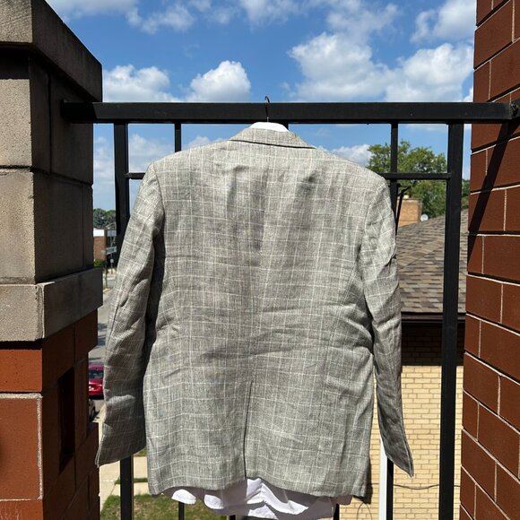 Italian Grey Plaid Linen Suit - Picture 8 of 12